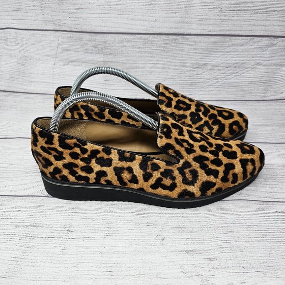 Franco Sarto Mercy‎ Women's Slip On Tan/Black Leopard Print Real Fur Size 9.5 - Picture 2 of 12